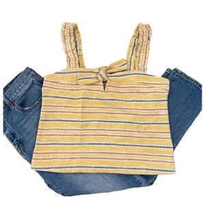 NWT Madewell Texture & Thread Yellow, Blue, Pink/Coral & Ivory Stripe Top